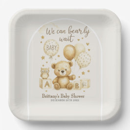 Plato De Papel We Can Bearly Wait Baby Shower Invitation