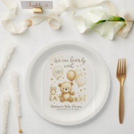 Plato De Papel We Can Bearly Wait Baby Shower Invitation