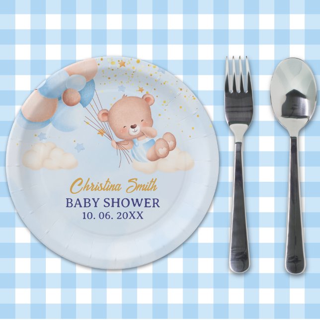 Plato De Papel We Can Bearly Wait , Boy Baby Shower (Subido por el creador)