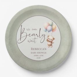 Plato De Papel We can bearly wait cute bear balloon baby shower