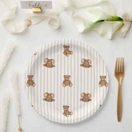 Plato De Papel We Can Bearly Wait Elegant Baby Shower