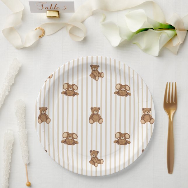 Plato De Papel We Can Bearly Wait Elegant Baby Shower (Boda)