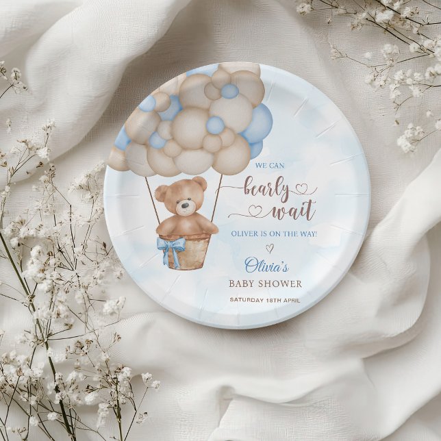 Plato De Papel We Can Bearly Wait Globos Aerostáticos Baby Shower (Subido por el creador)