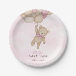 Plato De Papel We Can Bearly Wait Pink Baby Shower