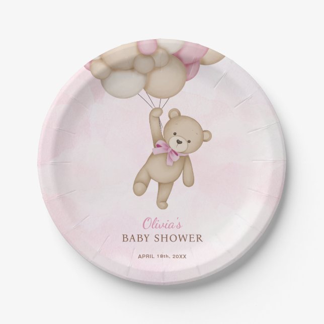 Plato De Papel We Can Bearly Wait Pink Baby Shower (Anverso)