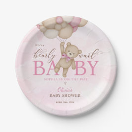 Plato De Papel We Can Bearly Wait Pink Baby Shower