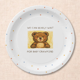 Plato De Papel We Can Bearly Wait! Simple Hand Drawn Baby Shower