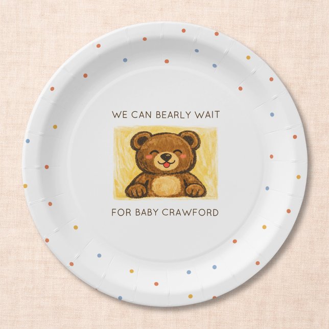 Plato De Papel We Can Bearly Wait! Simple Hand Drawn Baby Shower (Subido por el creador)