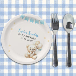 Plato De Papel "We Can Bearly Wait Watercolor Bear Baby Shower
