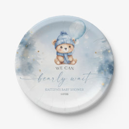 Plato De Papel We Can Bearly Wait Winter Teddy Bear Baby Shower