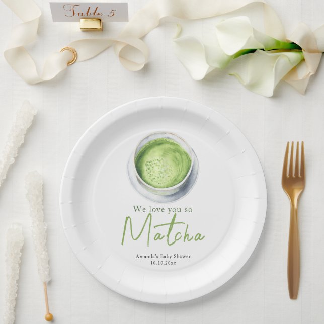 Plato De Papel We love you so Matcha Baby Shower (Boda)