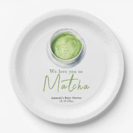 Plato De Papel We love you so Matcha Baby Shower
