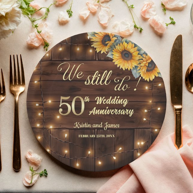 Plato De Papel We Still Do 50th Wedding Anniversary String Lights (Subido por el creador)