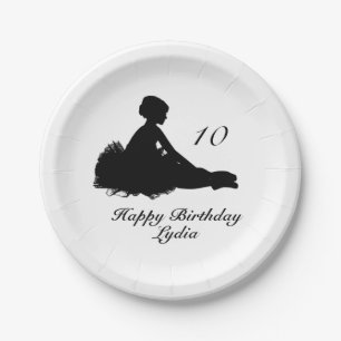 Plato De Papel Weary Ballerina con nombre y cumpleaños de edad