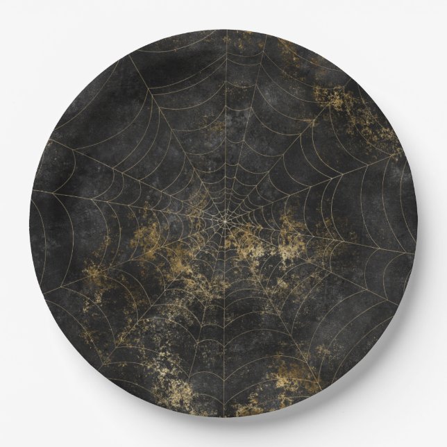 Plato De Papel Web de araña fantasmagórico apenado gótico (Anverso)