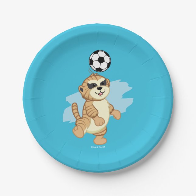 Plato De Papel Webkinz el | Meerkat que juega a fútbol (Anverso)
