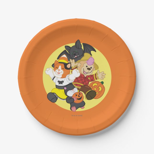 Plato De Papel Webkinz Halloween acaricia la luna (Anverso)