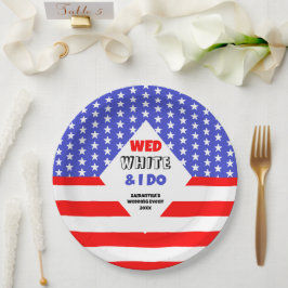 Plato De Papel Wed, White & I Do Patriotic Boda Event