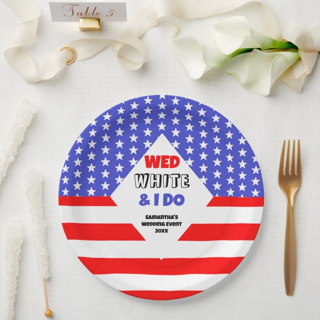 Plato De Papel Wed, White & I Do Patriotic Boda Event (Boda)