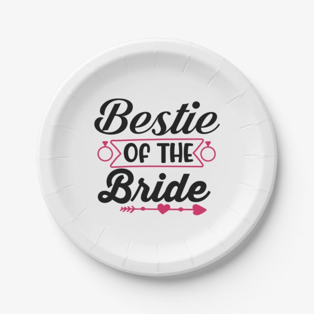 Plato De Papel Wedding Bestie Of The Bride (Anverso)