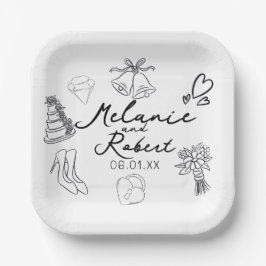 Plato De Papel Wedding Doodle Save the Dates Wedding Anniversary 