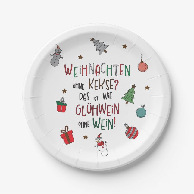Plato De Papel Weihnachten ohne Kekse? Lustiger Weihnachtsteller (Anverso)