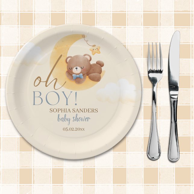 Plato De Papel Welcome Baby Boy! Teddy Bear Party (Subido por el creador)