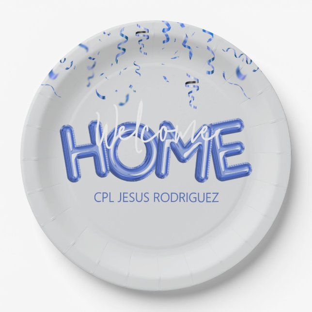 Plato De Papel Welcome Home Patriotic Military Hero Party (Anverso)