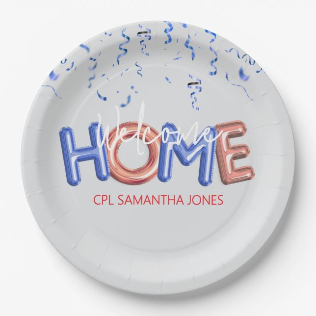 Plato De Papel Welcome Home Patriotic Military Hero Party (Anverso)