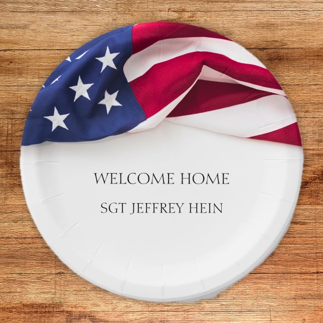 Plato De Papel Welcome Home USA Flag Military Rank Celebration (Subido por el creador)