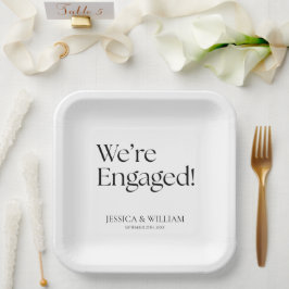 Plato De Papel We're Engaged Minimalist Engagement Party