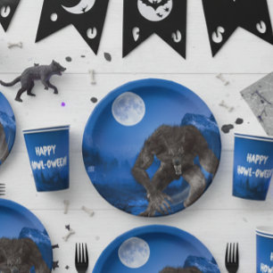 Plato De Papel Werewolf Wolf Halloween Fiesta de luna llena