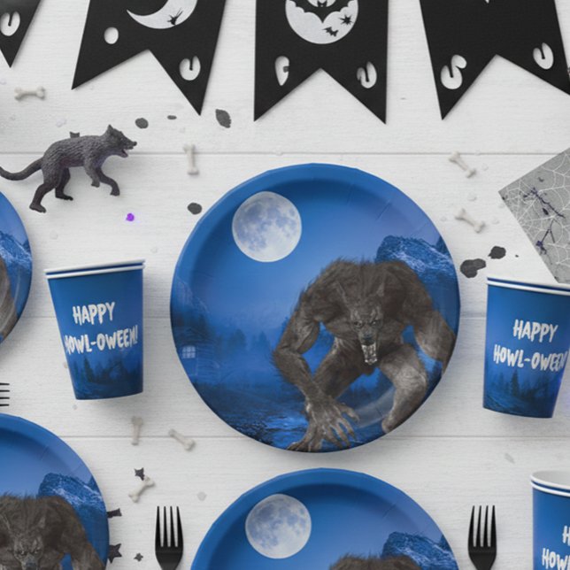 Plato De Papel Werewolf Wolf Halloween Fiesta de luna llena (Subido por el creador)