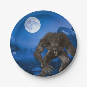 Plato De Papel Werewolf Wolf Halloween Fiesta de luna llena