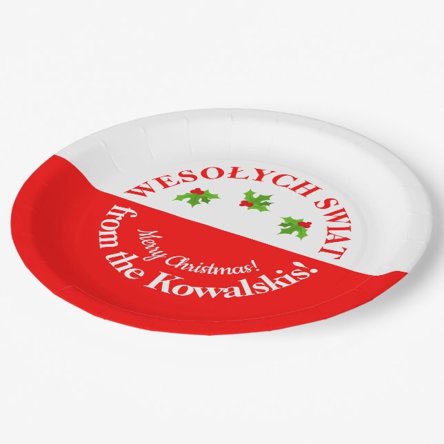 Plato De Papel Wesolych Navidades Swiat Fiesta Bandera y nombre p (Angular)