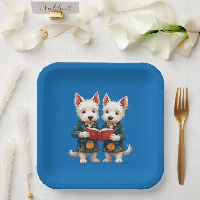 Plato De Papel West Highland Terriers Burns Supper Reading Poetry