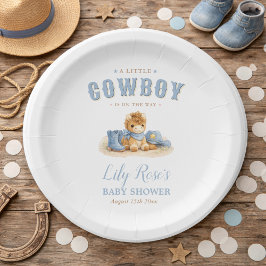 Plato De Papel Western Baby Shower Cute Little Cowboy