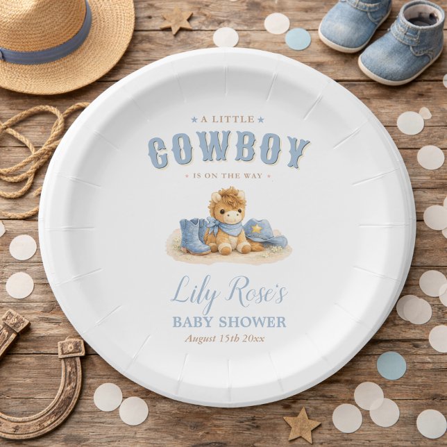 Plato De Papel Western Baby Shower Cute Little Cowboy (Subido por el creador)