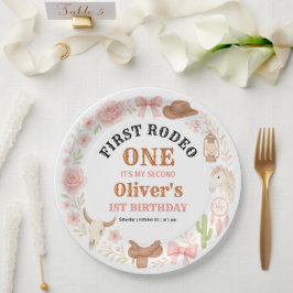 Plato De Papel Western Coquette Cowgirl 1st Birthday Cute Pink