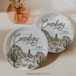 Plato De Papel Western Cowboy Boy Baby Shower