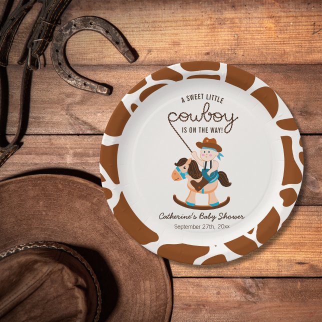Plato De Papel Western Cowboy Rocke Horse Boy Baby Shower (Subido por el creador)