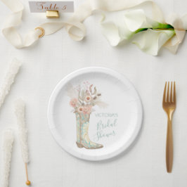 Plato De Papel Western Cowgirl Floral Boots Shower