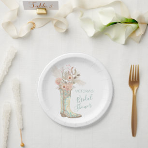 Plato De Papel Western Cowgirl Floral Boots Shower