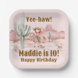 Plato De Papel Western Cowgirl Pink Birthday