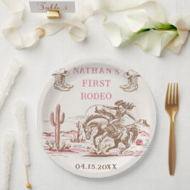 Plato De Papel Western Desert Boots Rodeo Birthday Paper Plate