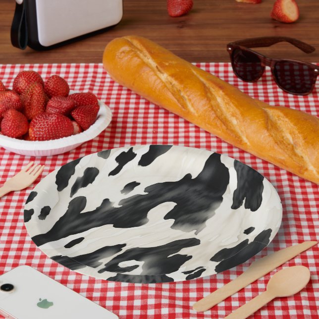 Plato De Papel Western Farm Animal Cow Country (Picnic)