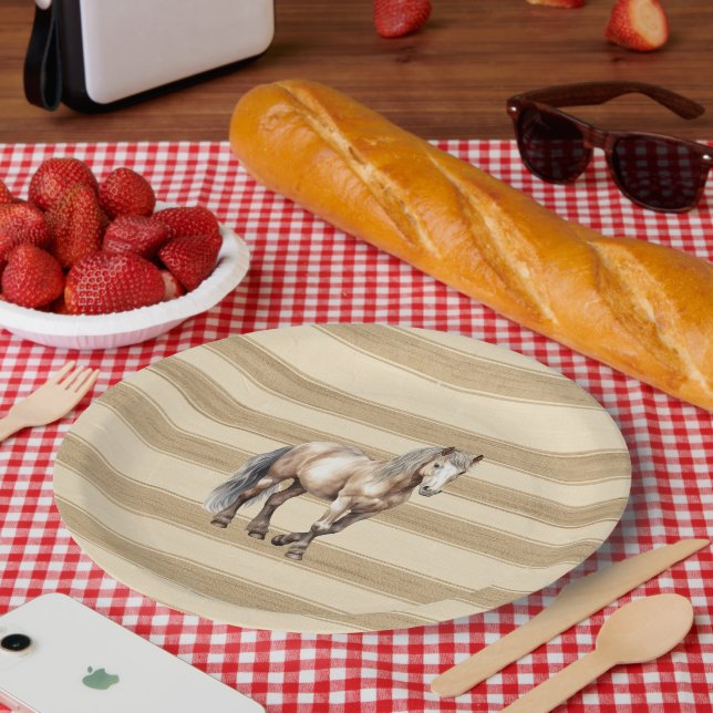 Plato De Papel Western Farm Cream Stripes Horario Cumpleaños (Picnic)