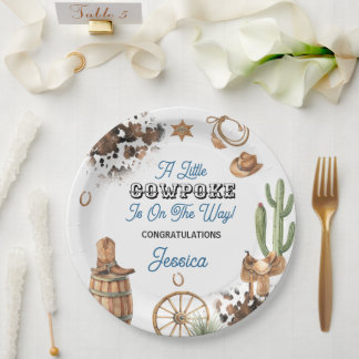 Plato De Papel Western Theme Boy Baby Shower