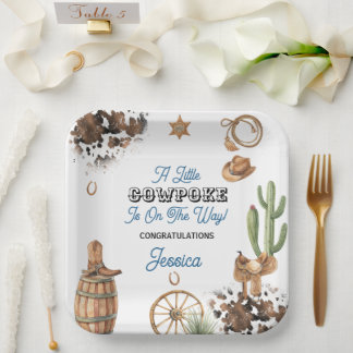 Plato De Papel Western Theme Boy Baby Shower