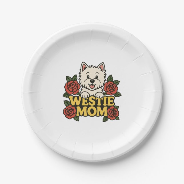 Plato De Papel Westie Mom (Anverso)